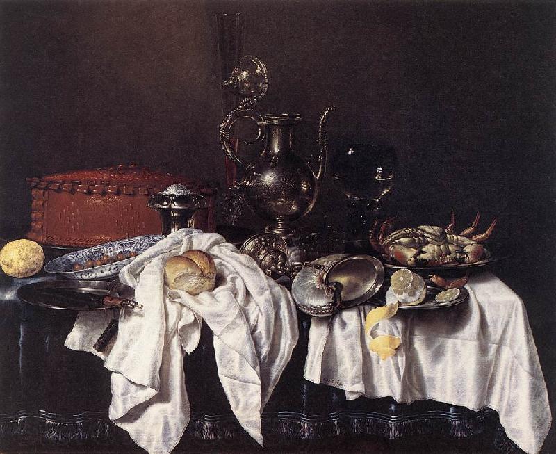 HEDA, Willem Claesz. Still-Life with Pie, Silver Ewer and Crab sg Germany oil painting art